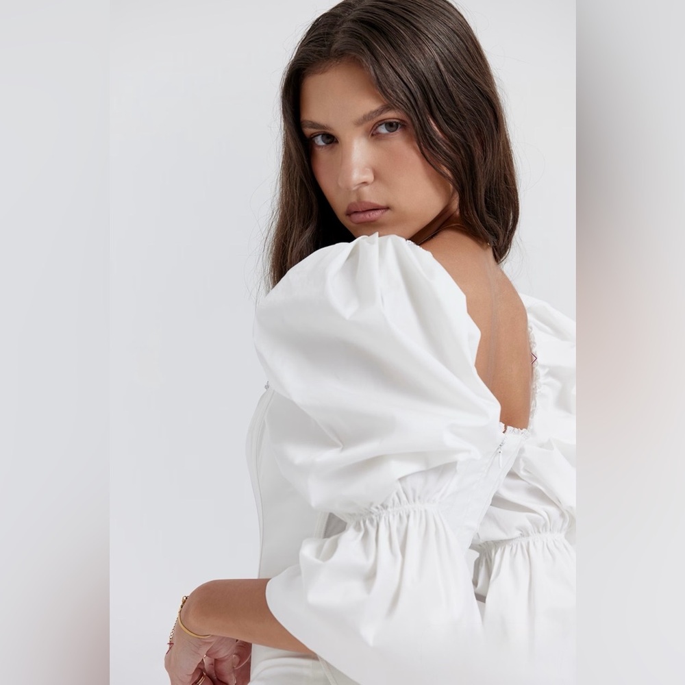 House of CB MATILDA White Puff Sleeve Corset Dress - Picture 9 of 16